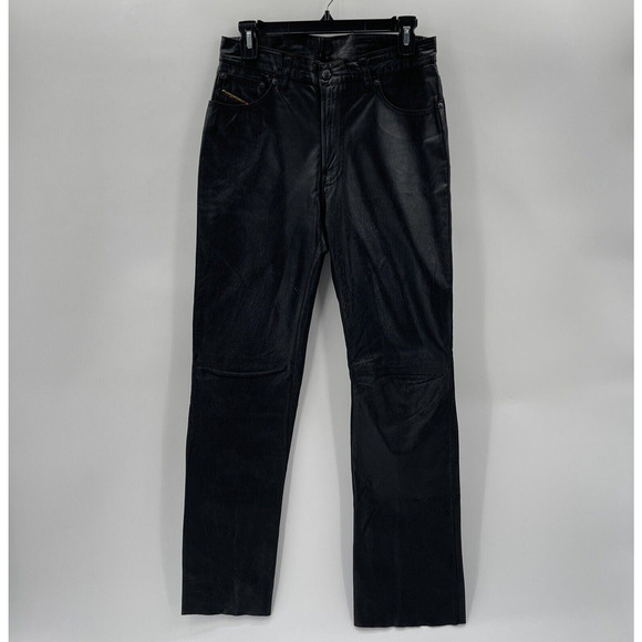 Diesel Leather Pants‎ Womens 27 Black - Picture 3 of 10